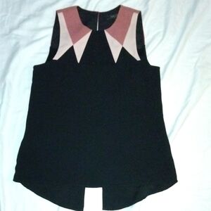 BCBGMaxAzria Black Sleeveless Top with Pink Accents